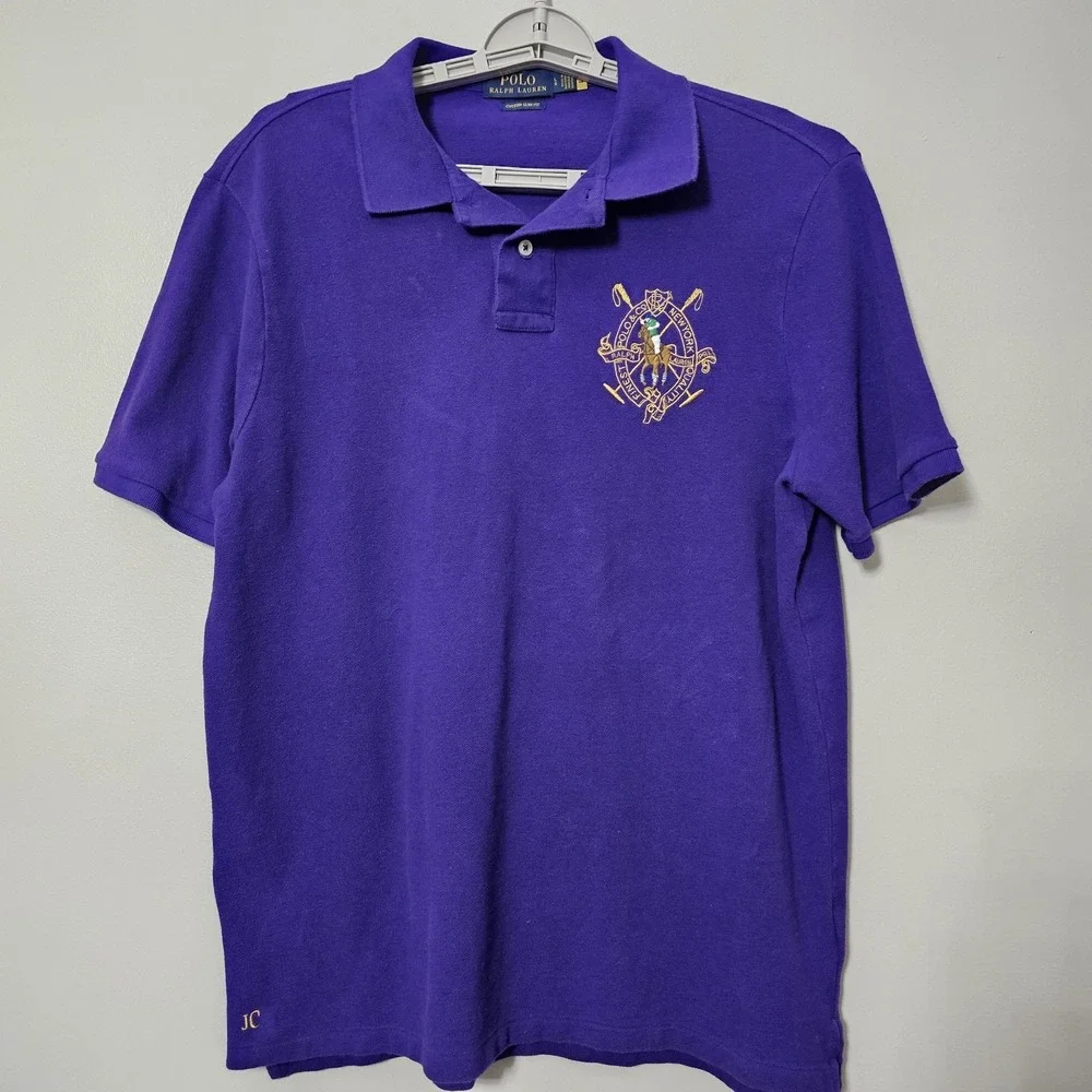 Polo Ralph Lauren Shirt Men's Size Large Big Pony New‎ York Crest Purple